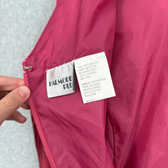 Halmode Plus Womens VTG Floral Maxi Dress Size 22W Pink Crinkle Wide Strap EUC - Picture 8 of 13